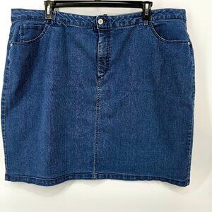 Laura Scott Woman Women's 22W Plus Size Blue Casual Denim Jean Skirt